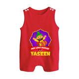 Mini Lohri Rocker | Personalised Romper Suit with Name - RED - 0 - 5 Months Old (Chest 18")