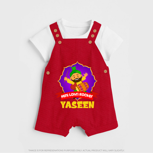Mini Lohri Rocker | Personalised Dungaree with Name - RED - 0 - 5 Months Old (Chest 18")