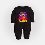 Mini Lohri Rocker | Personalised Fullbody suit with Name - BLACK - New Born (Chest 7.5")
