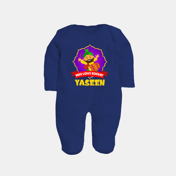 Mini Lohri Rocker | Personalised Fullbody suit with Name - NAVY BLUE - New Born (Chest 7.5")