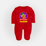 Mini Lohri Rocker | Personalised Fullbody suit with Name - RED - New Born (Chest 7.5")