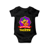 Mini Lohri Rocker | Personalised Romper with Name - BLACK - New Born (Chest 14")