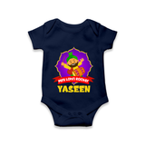 Mini Lohri Rocker | Personalised Romper with Name - NAVY BLUE - New Born (Chest 14")