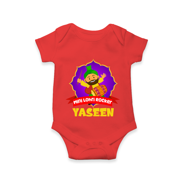 Mini Lohri Rocker | Personalised Romper with Name - RED - New Born (Chest 14")