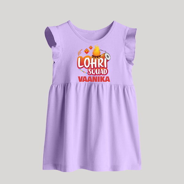 Lohri Squad  | Personalised Baby Frock  with Name - LILAC - 0 - 3 Months Old (Chest 17")