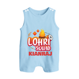 Lohri Squad  | Personalised Romper Suit  with Name - BABY BLUE - 0 - 5 Months Old (Chest 18")