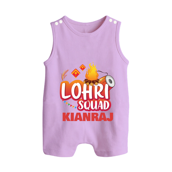 Lohri Squad  | Personalised Romper Suit  with Name - LILAC - 0 - 5 Months Old (Chest 18")