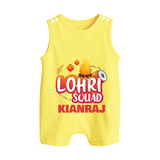 Lohri Squad  | Personalised Romper Suit  with Name - PASTEL YELLOW - 0 - 5 Months Old (Chest 18")