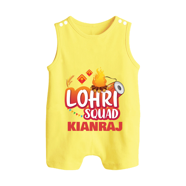 Lohri Squad  | Personalised Romper Suit  with Name - PASTEL YELLOW - 0 - 5 Months Old (Chest 18")