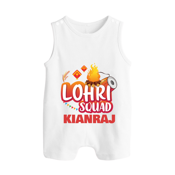 Lohri Squad  | Personalised Romper Suit  with Name - WHITE - 0 - 5 Months Old (Chest 18")
