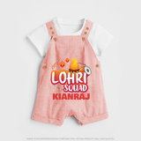 Lohri Squad  | Personalised Dungaree  with Name - PEACH - 0 - 5 Months Old (Chest 18")