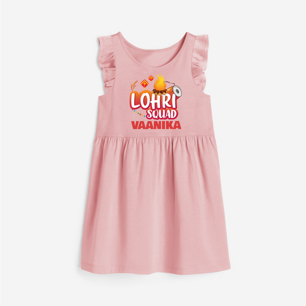 Lohri Squad  | Personalised Frock  with Name - BABY PINK - 1 - 2 Years Old (Chest 22" , Full Length 22")