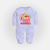 Lohri Squad  | Personalised Fullbody suit  with Name - BABY BLUE - New Born (Chest 7.5")
