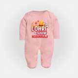 Lohri Squad  | Personalised Fullbody suit  with Name - BABY PINK - New Born (Chest 7.5")