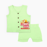 Lohri Squad  | Personalised Jabla Set  with Name - PASTEL GREEN - 0 - 3 Months Old (Chest 9.8")