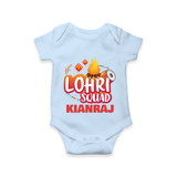 Lohri Squad  | Personalised Romper  with Name - BABY BLUE - New Born (Chest 14")