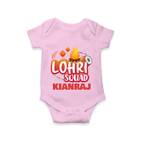 Lohri Squad  | Personalised Romper  with Name - BABY PINK - New Born (Chest 14")