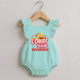Lohri Squad  | Personalised Romper Frock  with Name - MINT GREEN - 0 - 3 Months Old (Chest 19")