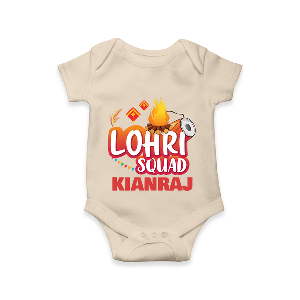 Lohri Squad  | Personalised Romper  with Name - IVORY - New Born (Chest 14")