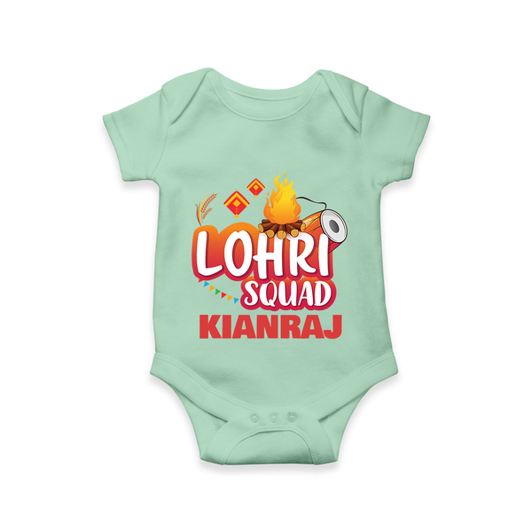 Lohri Squad  | Personalised Romper  with Name - MINT GREEN - New Born (Chest 14")