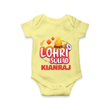 Lohri Squad  | Personalised Romper  with Name - PASTEL YELLOW - New Born (Chest 14")