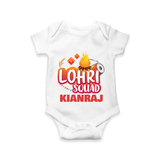 Lohri Squad  | Personalised Romper  with Name - WHITE - New Born (Chest 14")