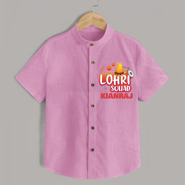Lohri Squad  | Personalised Shirt  with Name - BABY PINK - 0 - 6 Months Old (Chest 23")