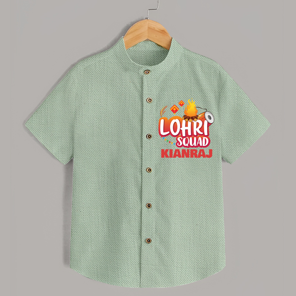 Lohri Squad  | Personalised Shirt  with Name - MINT GREEN - 0 - 6 Months Old (Chest 23")