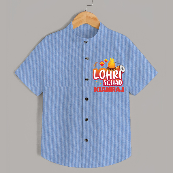 Lohri Squad  | Personalised Shirt  with Name - SKY BLUE - 0 - 6 Months Old (Chest 23")