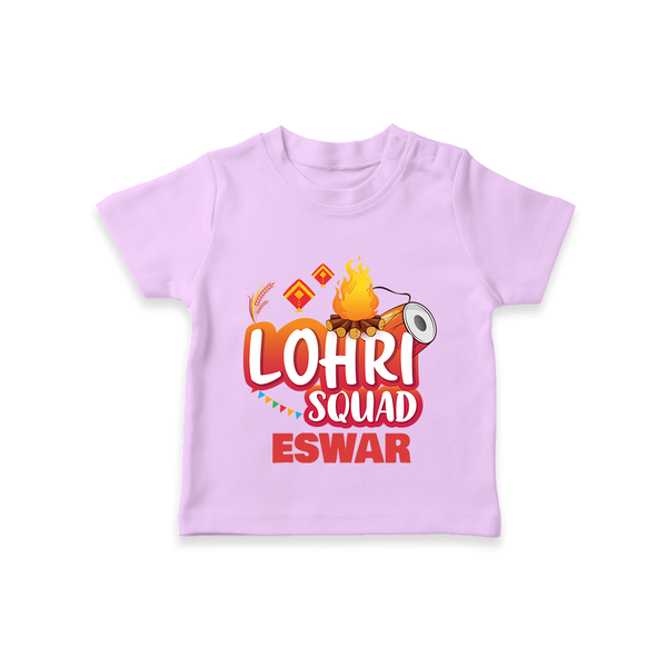 Lohri Squad  | Personalised T-Shirt  with Name - LILAC - 0-5 Months Old (Chest 17")