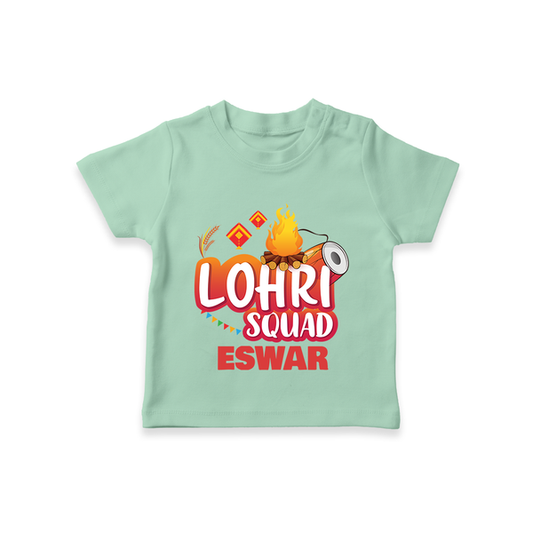 Lohri Squad  | Personalised T-Shirt  with Name - MINT GREEN - 0-5 Months Old (Chest 17")