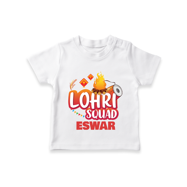 Lohri Squad  | Personalised T-Shirt  with Name - WHITE - 0-5 Months Old (Chest 17")