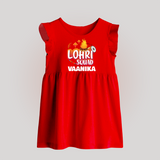 Lohri Squad  | Personalised Baby Frock  with Name - RED - 0 - 3 Months Old (Chest 17")