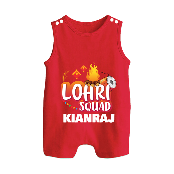 Lohri Squad  | Personalised Romper Suit  with Name - RED - 0 - 5 Months Old (Chest 18")