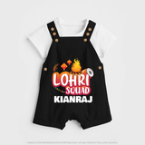 Lohri Squad  | Personalised Dungaree  with Name - BLACK - 0 - 5 Months Old (Chest 18")
