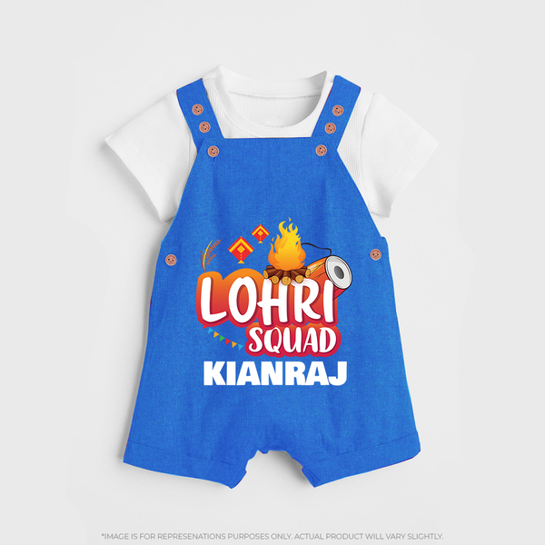 Lohri Squad  | Personalised Dungaree  with Name - COBALT BLUE - 0 - 5 Months Old (Chest 18")