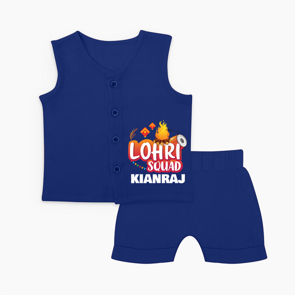 Lohri Squad  | Personalised Jabla Set  with Name - NAVY BLUE - 0 - 3 Months Old (Chest 9.8")