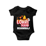 Lohri Squad  | Personalised Romper  with Name - BLACK - New Born (Chest 14")
