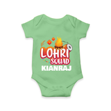 Lohri Squad  | Personalised Romper  with Name - GREEN - New Born (Chest 14")