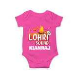 Lohri Squad  | Personalised Romper  with Name - HOT PINK - New Born (Chest 14")