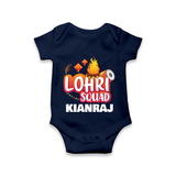 Lohri Squad  | Personalised Romper  with Name - NAVY BLUE - New Born (Chest 14")