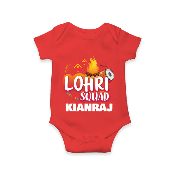 Lohri Squad  | Personalised Romper  with Name - RED - New Born (Chest 14")