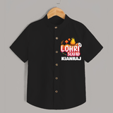 Lohri Squad  | Personalised Shirt  with Name - BLACK - 0 - 6 Months Old (Chest 23")