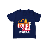 Lohri Squad  | Personalised T-Shirt  with Name - NAVY BLUE - 0-5 Months Old (Chest 17")