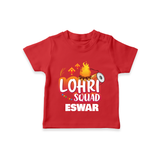 Lohri Squad  | Personalised T-Shirt  with Name - RED - 0-5 Months Old (Chest 17")