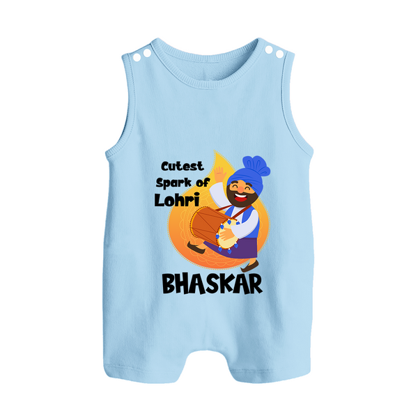 Cutest spark Lohri | Personalised Romper Suit  with Name - BABY BLUE - 0 - 5 Months Old (Chest 18")