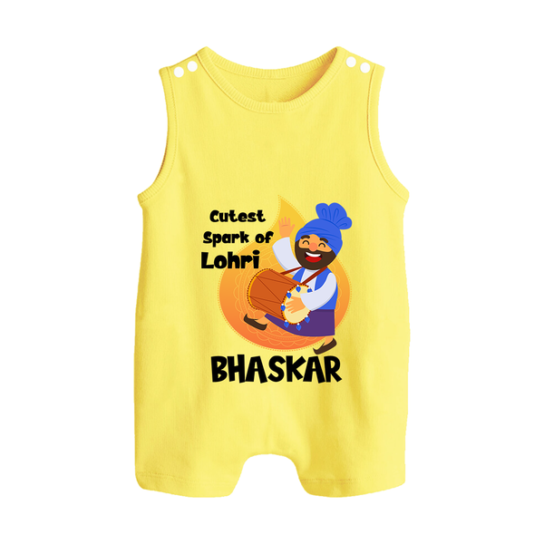 Cutest spark Lohri | Personalised Romper Suit  with Name - PASTEL YELLOW - 0 - 5 Months Old (Chest 18")