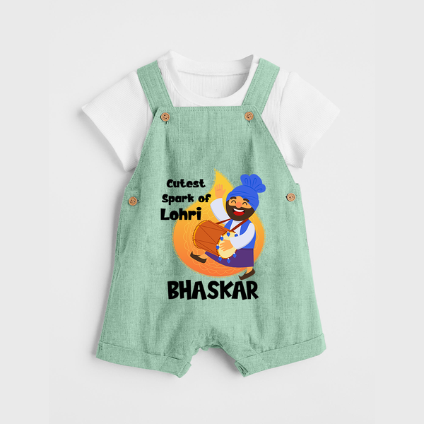 Cutest spark Lohri | Personalised Dungaree  with Name - MINT GREEN - 0 - 5 Months Old (Chest 18")