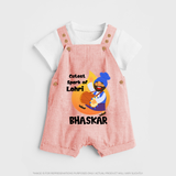 Cutest spark Lohri | Personalised Dungaree  with Name - PEACH - 0 - 5 Months Old (Chest 18")