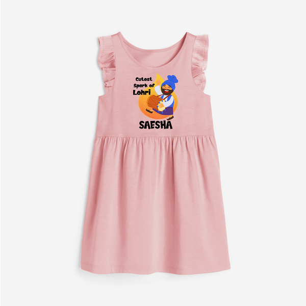 Cutest spark Lohri | Personalised Frock  with Name - BABY PINK - 1 - 2 Years Old (Chest 22" , Full Length 22")